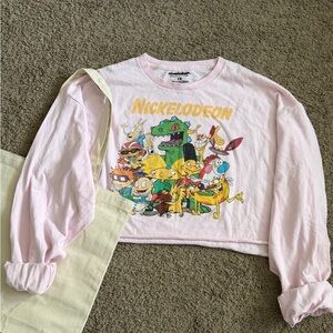 Nickelodeon Light Pink Long Sleeve Tee with Characters